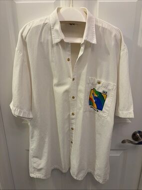 Miro White Short-Sleeve Pocket Shirt XL